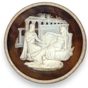 Vintage Antony Cleopatra Cameo Incolay Stone Plate Collectible Ltd Edition 1979